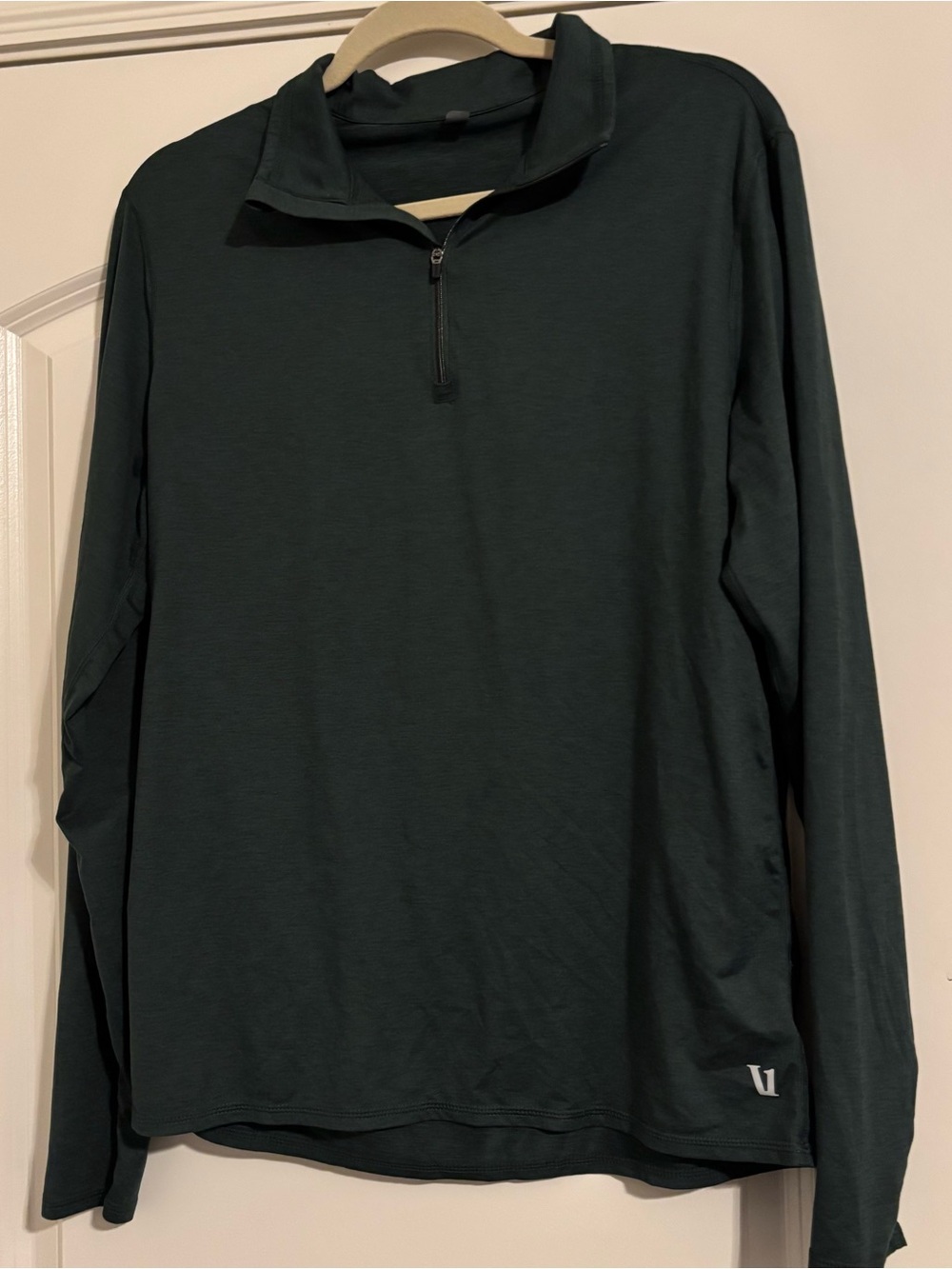 Men's Dark Green Long-Sleeve Quarter-Zip Performance Top